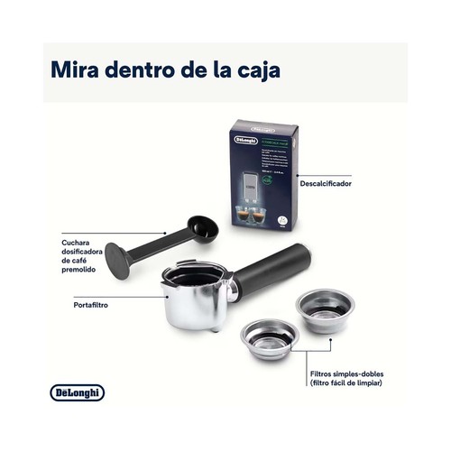 Cafetera espresso DE`LONGHI Dedica EC 685.R roja, presión 15 bar, café molido o monodosis, depósito 1,3L.