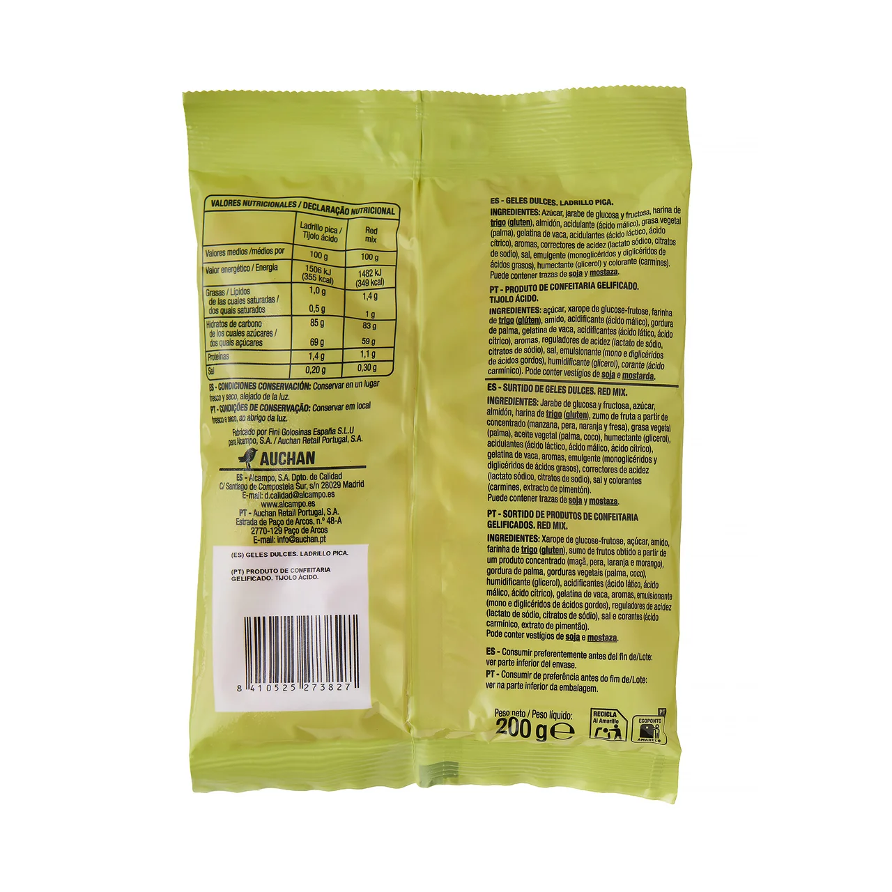 PRODUCTO ALCAMPO Golosinas ladrillos ácidos 200 g