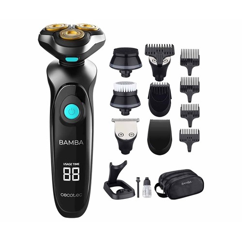 Set de afeitado 10 en 1, CECOTEC Bamba PrecisionCare TwistGroom, cuchillas recubrimiento Titanio, pantalla digital, Waterproof.