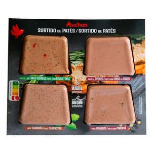 Imagen de AUCHAN Tabla de patés (pimienta, finas hierbas, al Oporto y de campaña 4 x 75 g. Producto Alcampo