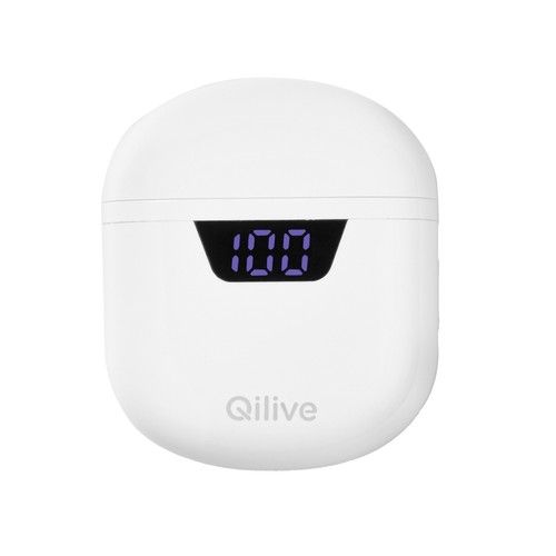 Auriculares Inalámbricos Bluetooth QILIVE Q.1342, color blanco, estuche cargador, 6h de autonomía, pantalla led indicadora de batería.