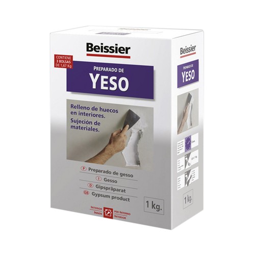 Preparado de yeso fino de rellenos, BEISSIER, 1Kg.