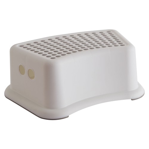 Banqueta de plástico de color blanco, medidas: 36x25x13 centímetros, ACTUEL.