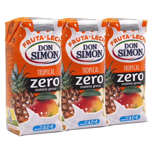 Leche con zumo de frutas tropicales DON SIMÓN Funciona max 3 x 330 ml.