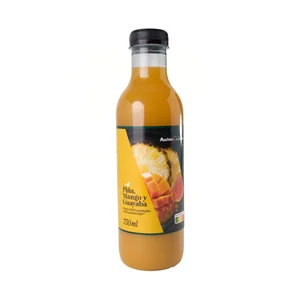 ALCAMPO GOURMET Zumo exprimido de piña, mango y guayaba botella 750 ml.