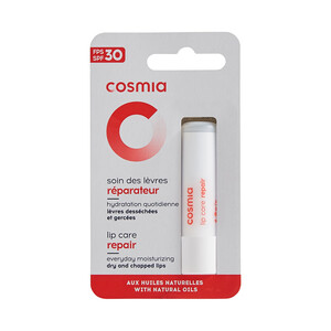 COSMIA Protector labial hidratador y reparador, con FPS 30, para labios secos y agrietados COSMIA.