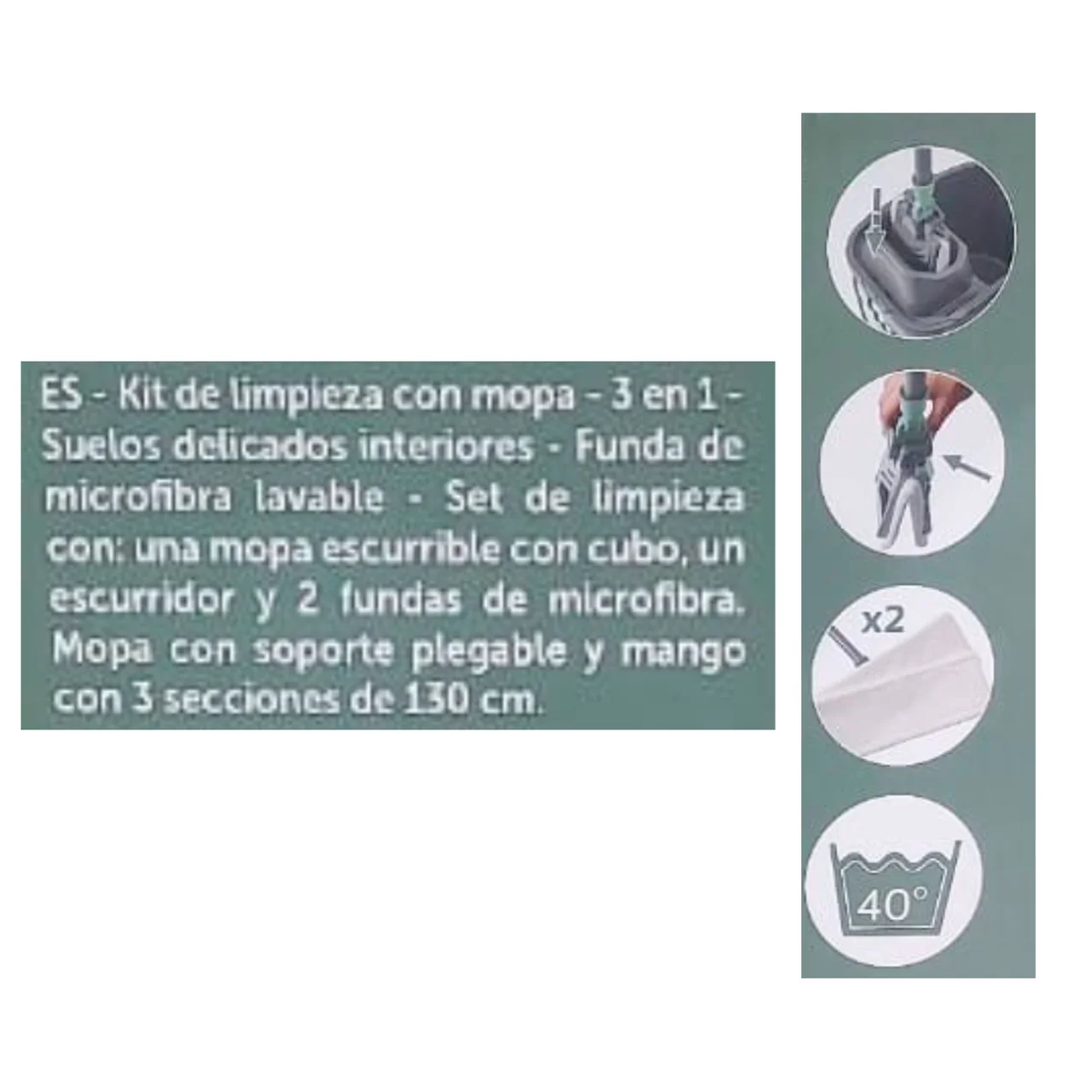 Set de mopa plana suelo húmedo y cubo recambio