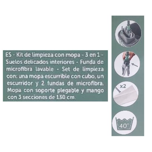 ACTUEL Set de mopa plana suelo húmedo y cubo recambio