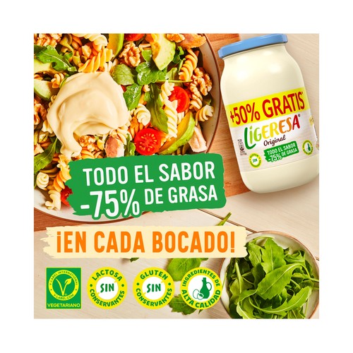 LIGERESA Salsa mayonesa light frasco 415 + 10 ml.