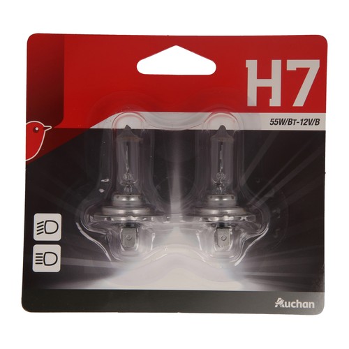 2 bombillas para automóvil H7, 55W/Bt -12V/B, PRODUCTO ALCAMPO