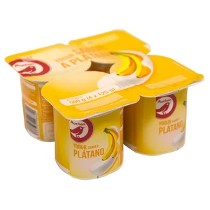 AUCHAN Yogur sabor a plátano 4 x 125 g. Producto Alcampo