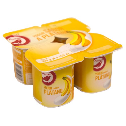 Yogur sabor a plátano PRODUCTO ALCAMPO 4 x 125 g.