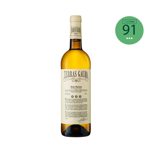 Vino blanco con denominación de origen Rías Baixas TERRAS GAUDA botella de 75 cl.