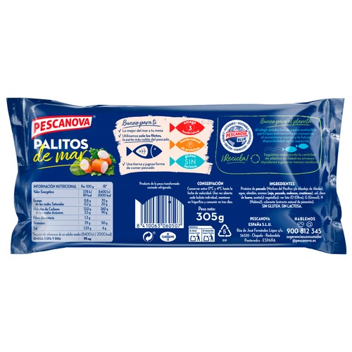 PESCANOVA Palitos de mar 16 uds. 305 g. 