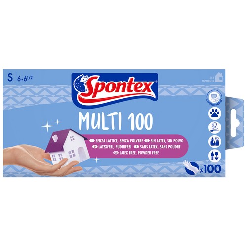 SPONTEX Multi 100 Guantes sin latex ni polvo talla S (6 - 6 1/2) 100 uds.