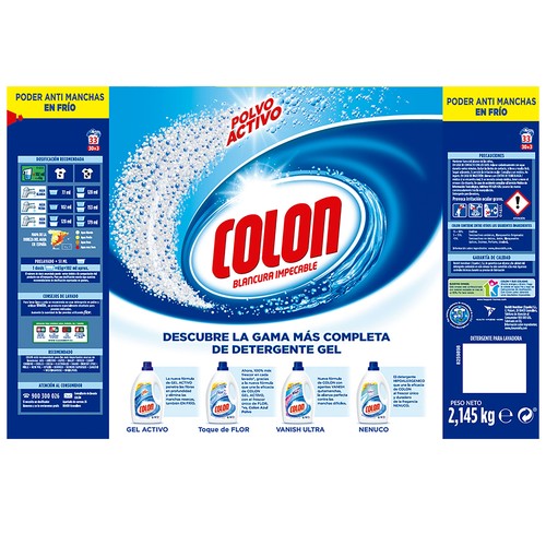 COLON Detergente azul en polvo 33 + 3 DS 1,65 kg.