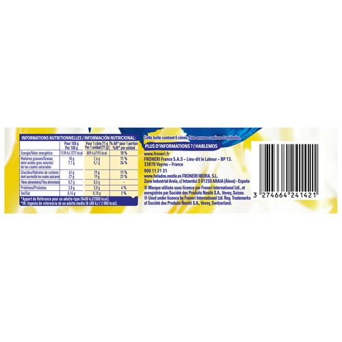 EXTRÈME de Nestlé Conos de helado de limón y tarta de queso 6 x 110 ml.