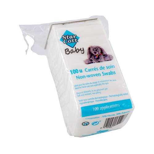 STAR COTT Gasas de tejido no tejido, muy suaves y resistentes STAR COTT baby 100 uds.
