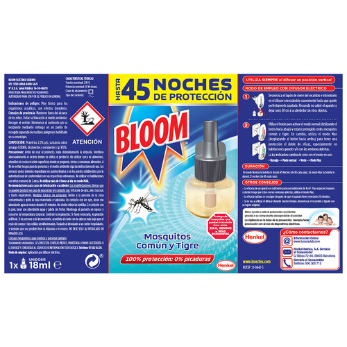 BLOOM Insecticida eléctrico líquido máxima protección BLOOM recambio x1