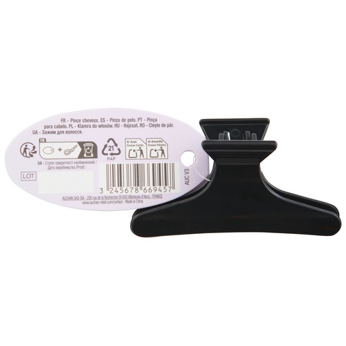 COSMIA Pinza grande para cabello de color negro.