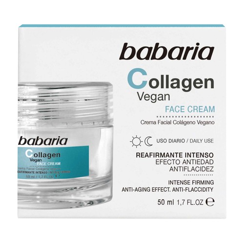 BABARIA Collagen vegan Crema facial de uso dario con acción reafirmante, antiedad y antiflacidez 50 ml.