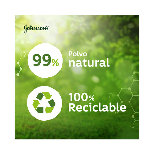 JOHNSON'S Polvo 99% natural a base de plantas (formulado con Maicena) 200 g.