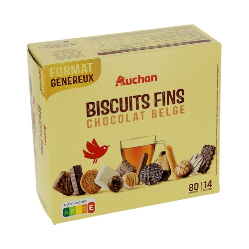 PRODUCTO ALCAMPO Surtido de galletas (14 variedades) con chocolate belga 80 uds 750 g.