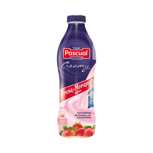 PASCUAL Yogur líquido cremoso para beber con sabor a fresa PASCUAL 750 ml.