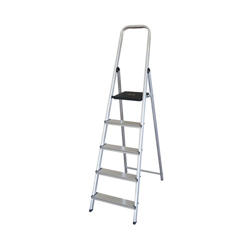 Escalera de 5 peldaños de aluminio para trabajo, SOQAL.