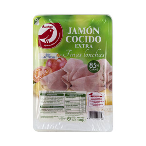 Imagen de AUCHAN Jamón cocido de categoria extra, cortado en finas lonchas 150 g. Producto Alcampo