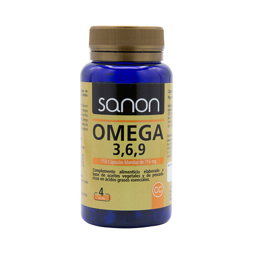 SANON Complemento alimenticio a base de aceites vegetales y de pescado 110 cápsulas.