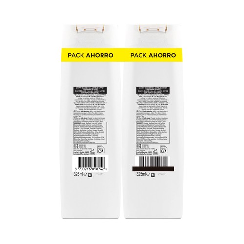 PANTENE Pro-v cuidado clásico Champú hidratante y nutritivo para cabellos normales a mixtos 2 x 325 ml.