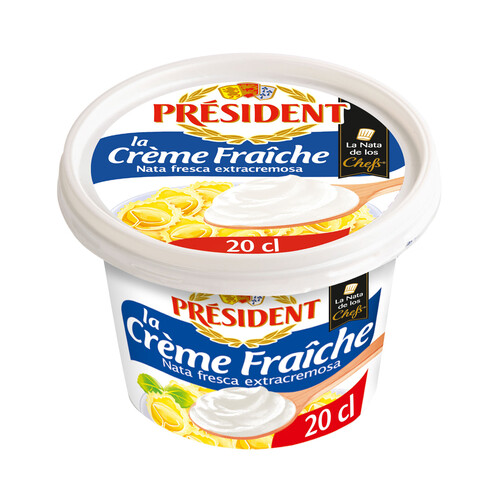Tarrina de nata fresca extracremosa para cocinar PRESIDENT 200 ml.