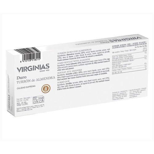 VIRGINIAS Turrón duro almendra 150 g.