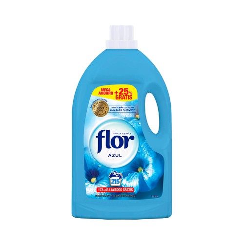 FLOR Suavizante concentrado azul FLOR 172 lavados + 25%, 3,87 L.