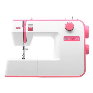 Máquina de coser ALFA STYLE 20, 10 puntadas, anchura y longitud de puntada variable, 6 filas de dientes de arrastre, ojal automático, luz blanca.