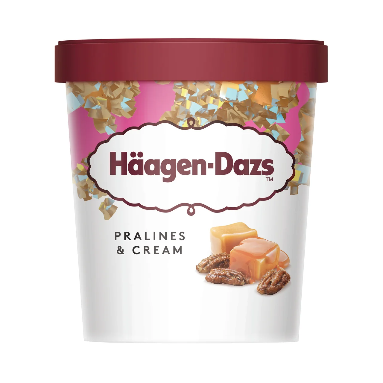 Tarrina de helado de vainilla, con caramelo y nueces caramelizadas 460 ml.