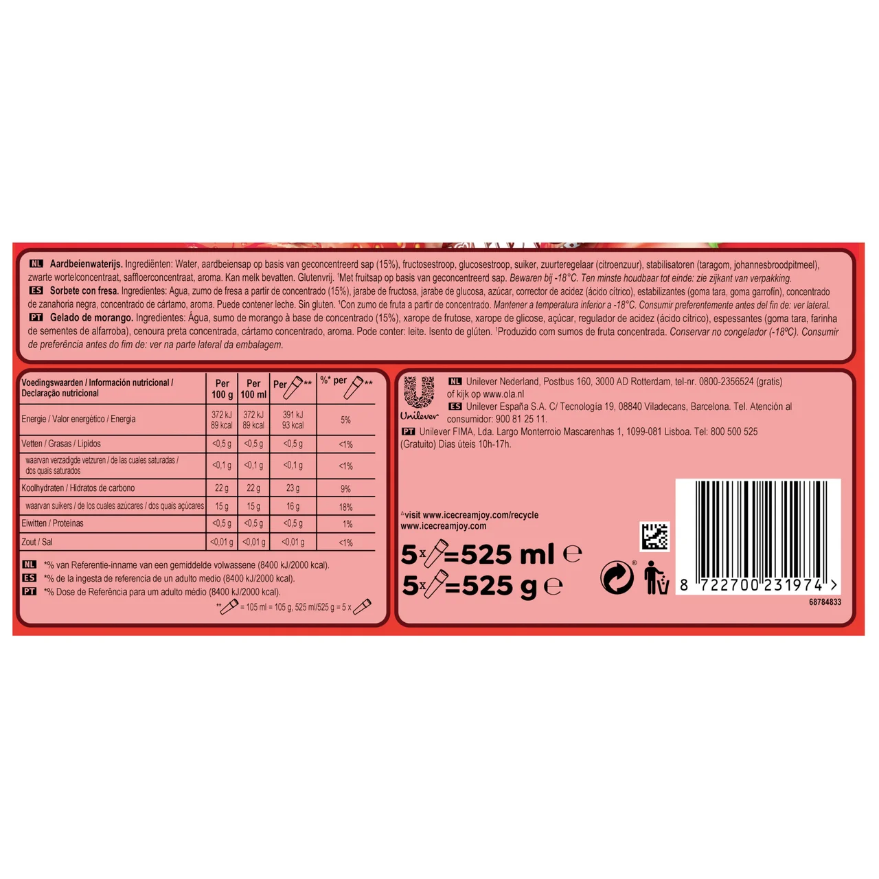 Polo de sabor fresa 5 x 105 ml.