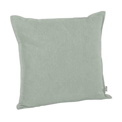 Cojín de 50x50 cm algodón, liso con pestaña en crudo, malva y verde mar. TEXTILES DOSAN