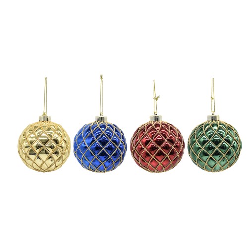 Bola de pástico 12cm modelos surtidos decoración para Árbol de navidad, ACTUEL