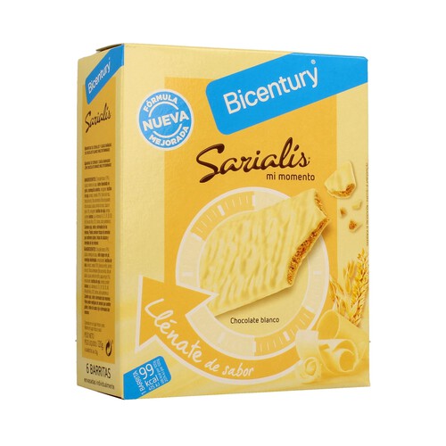 BICENTURY Barritas cereales y cacao BICENTURY SARIALIS pack de 6 unidades de 20 g.