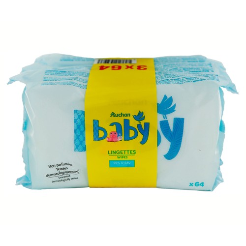 PRODUCTO ALCAMPO Baby Toallitas húmedas para bebe con un 99% de agua 3 x 64 uds.