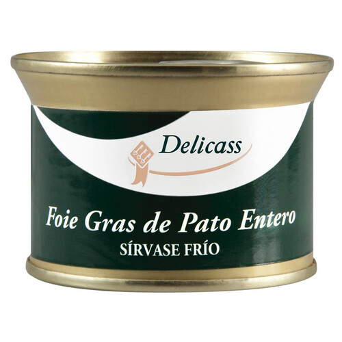 DELICASS Foie gras de pato entero, elaborado sin gluten, sin huevo y sin leche DELICASS 130 g.