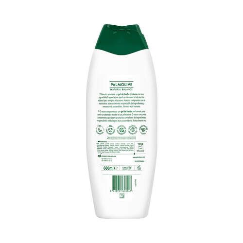 PALMOLIVE Gel para baño o ducha con textura crema y aloe vera PALMOLIVE Natural balance 600 ml.