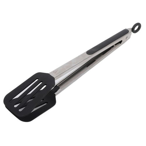 Pinzas espátula de acero inoxidable y silicona, 35cm., ACTUEL.