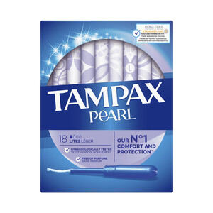 TAMPAX Tampones ligeros con aplicador TAMPAX Pearl 18 uds.