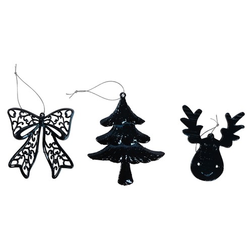 Colgante Azul Brillante con forma de Lazo/Ciervo/Pino modelos surtidos para adornar Árbol de Navidad, ACTUEL