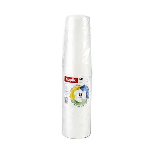 Vasos de plástico reutilizable con 0,36 litros de capacidad, 10 unidades, NUPIK.