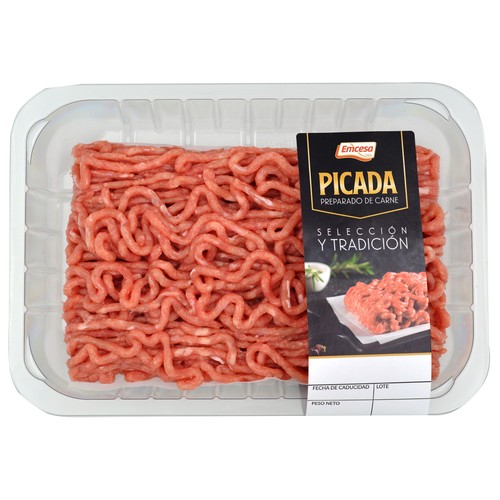 Bandeja de preparado de carne picada mixta (pavo-pollo) EMCESA 500 g.