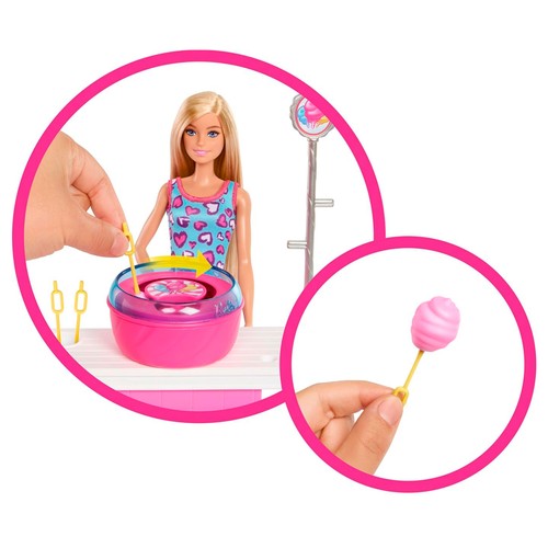 BARBIE Muñeca con Stand de Algodón de Azúcar +3 Años